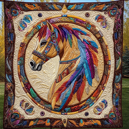 Majestic Feathered Stallion Quilted Blanket NCU0DK1629