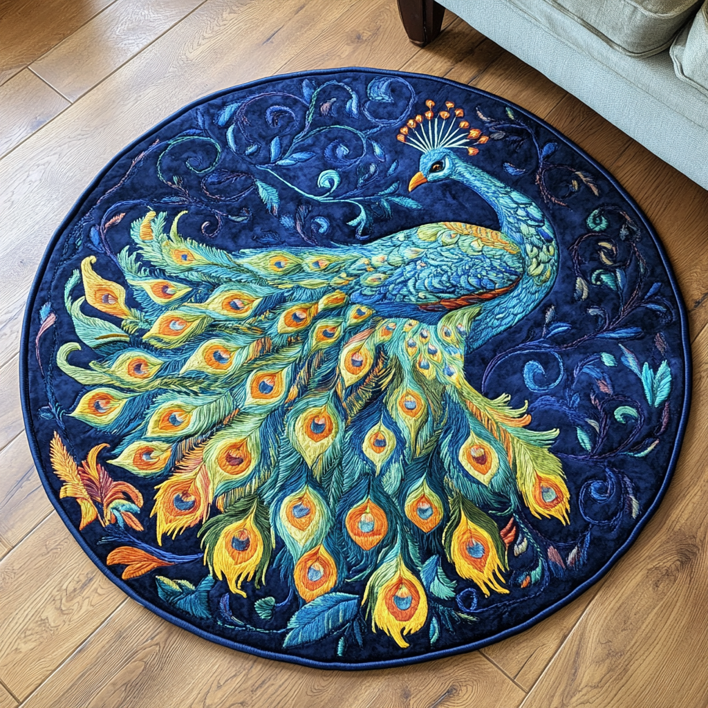 Majestic Feathers Quilted Round Mat NCU0DK5400