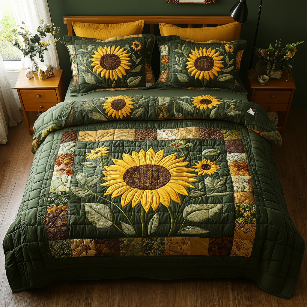 Majestic Fields 3-Piece Quilted Bedding Set NCU0DV2049