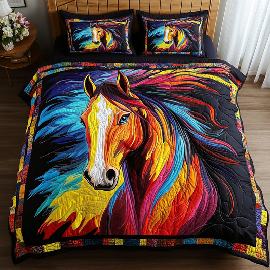 Majestic Hoof 3-Piece Quilted Bedding Set NCU0DK4732