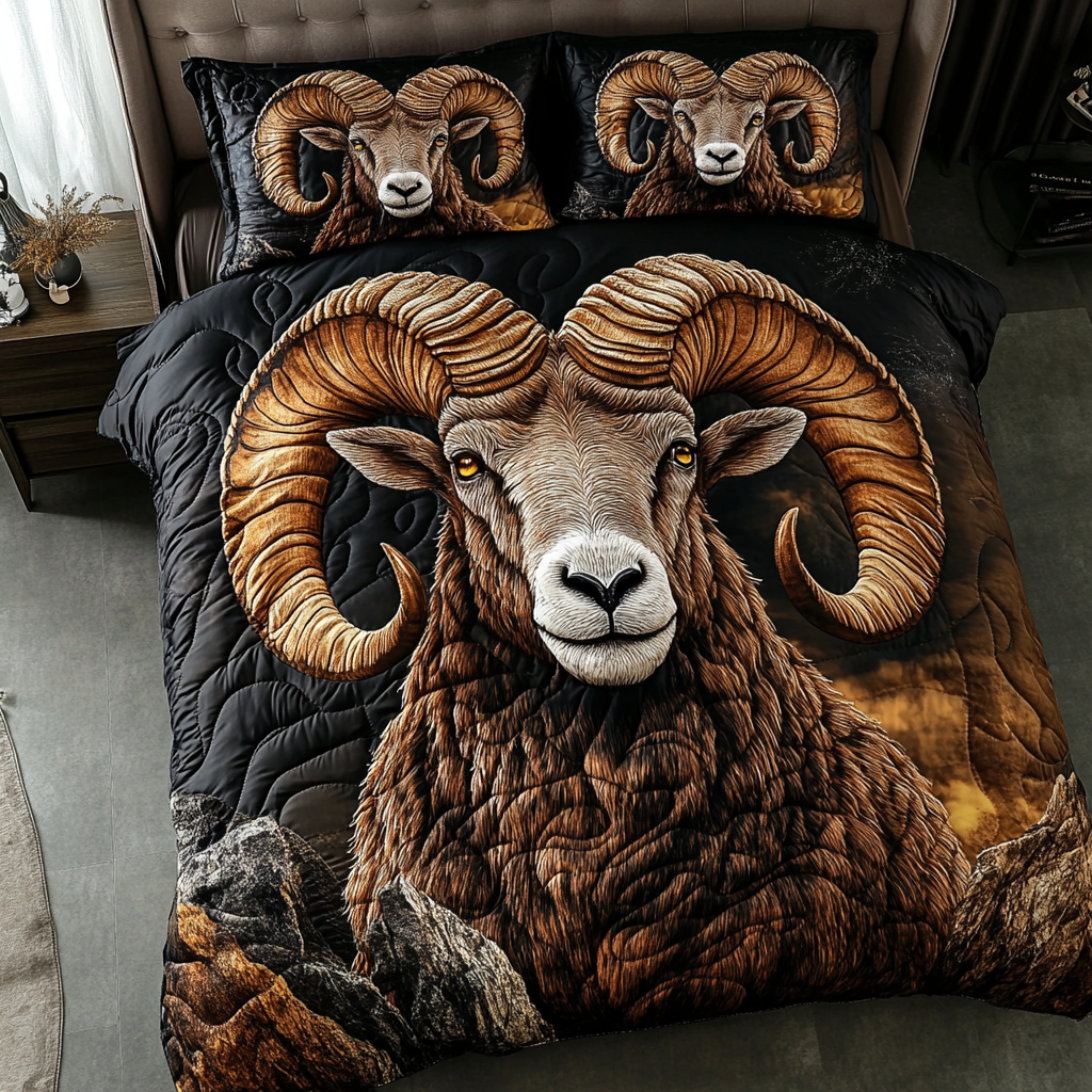 Majestic Horns 3-Piece Quilted Bedding Set NCU0DK6575