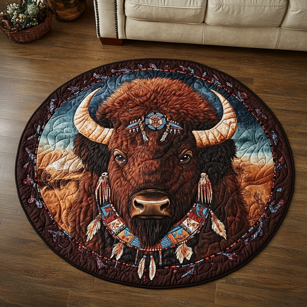 Majestic Horns Quilted Round Mat NCU0VH3733