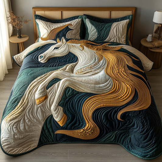 Majestic Horse 3-Piece Quilted Bedding Set NCU0DK8054