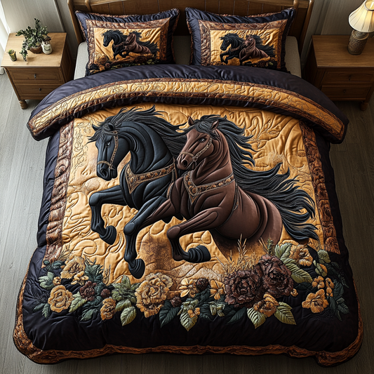 Majestic Horse 3-Piece Quilted Bedding Set NCU0DK8101