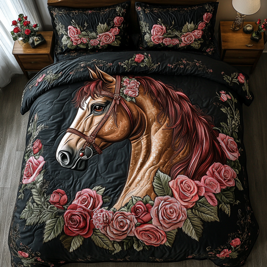 Majestic Horse 3-Piece Quilted Bedding Set NCU0DK8863
