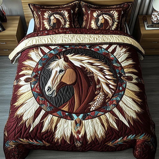 Majestic Horse 3-Piece Quilted Bedding Set NCU0VH2695