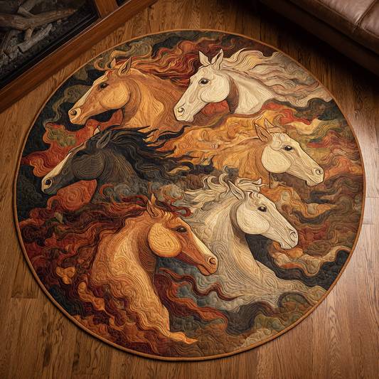 Majestic Horse Quilted Round Mat NCU0VH5748