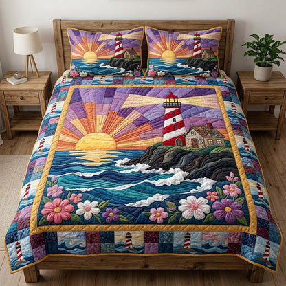 Majestic Lighthouse Glow 3-Piece Quilted Bedding Set NCU0HH2020