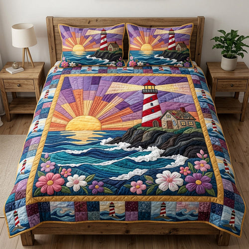 Majestic Lighthouse Glow 3-Piece Quilted Bedding Set NCU0HH2020