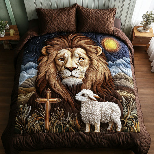 Majestic Lion Lamb 3-Piece Quilted Bedding Set NCU0NT4682