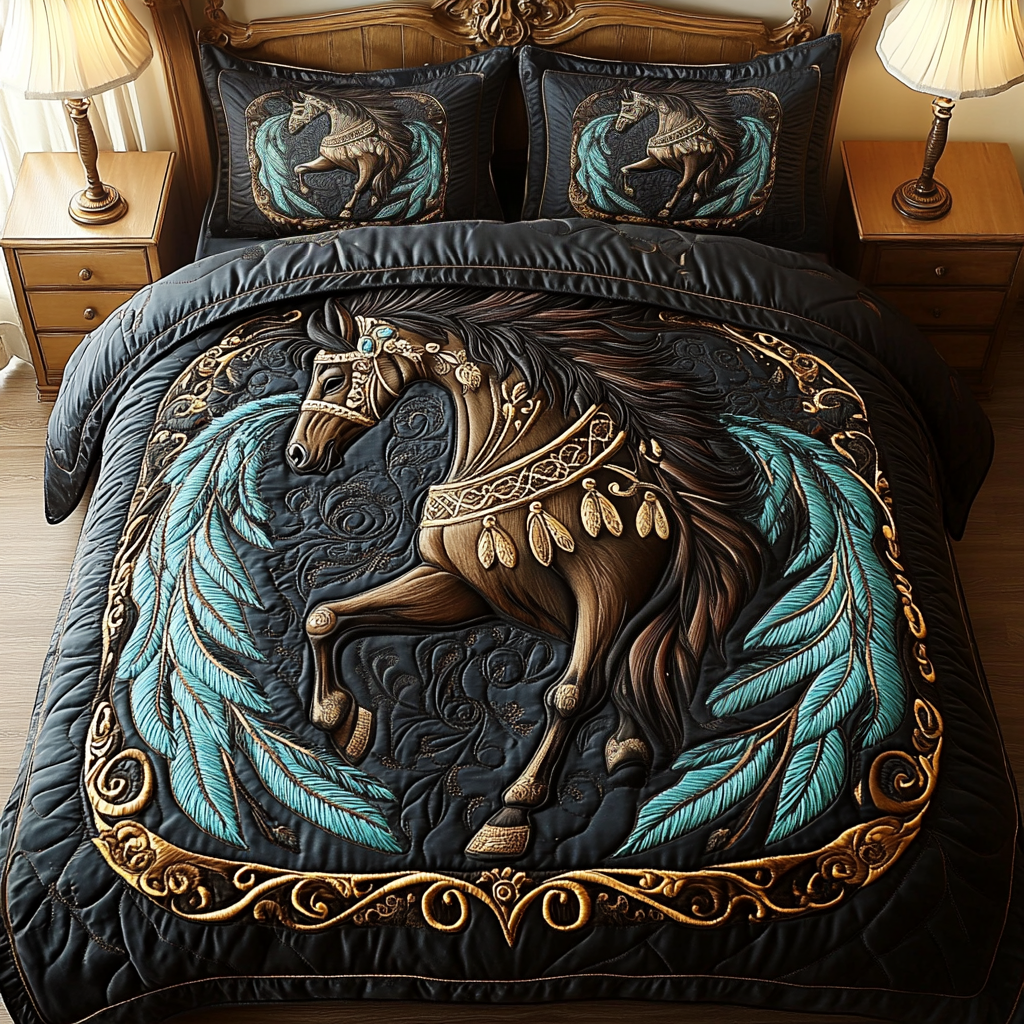 Majestic Mane 3-Piece Quilted Bedding Set NCU0VH1932