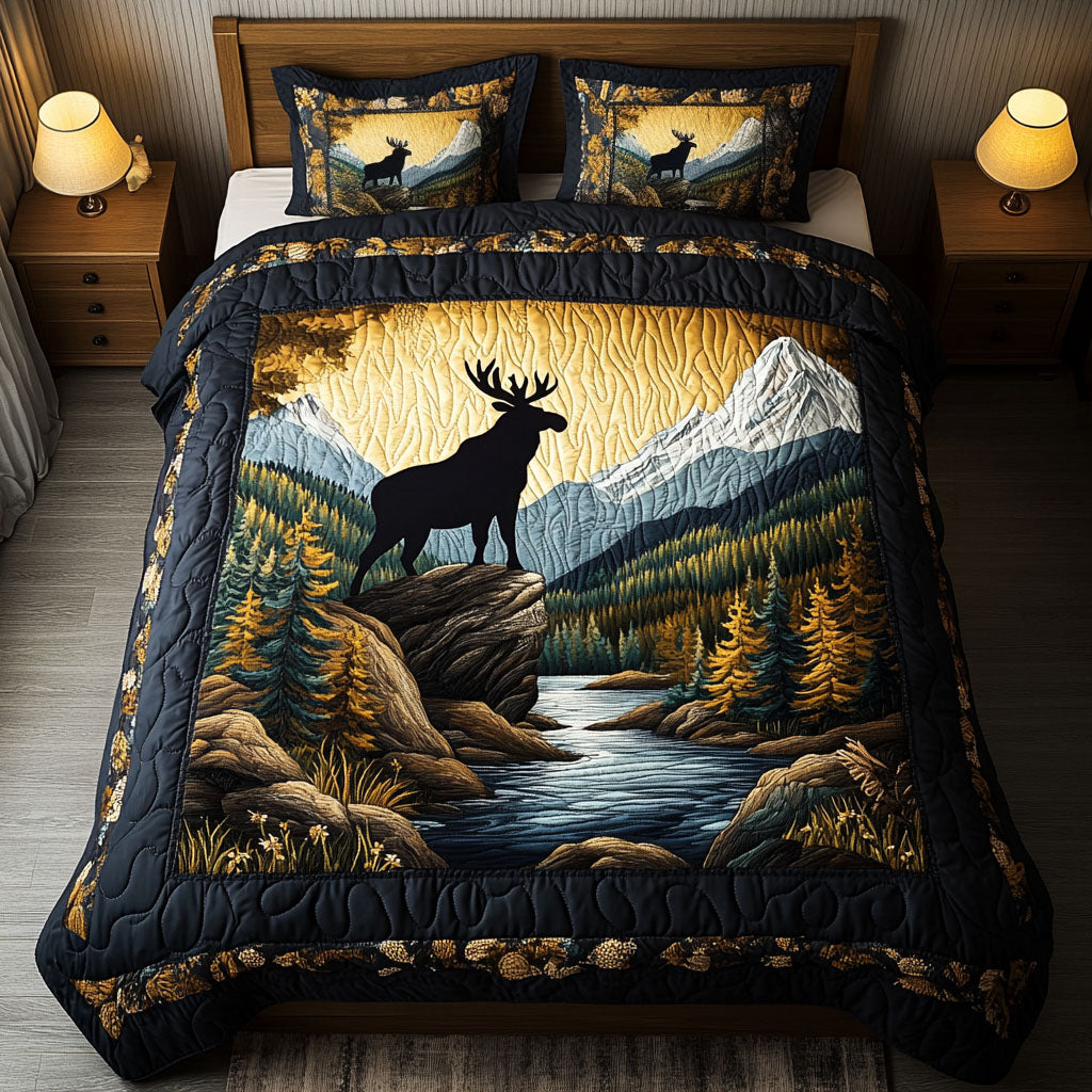 Majestic Moose 3-Piece Quilted Bedding Set NCU0NT3156