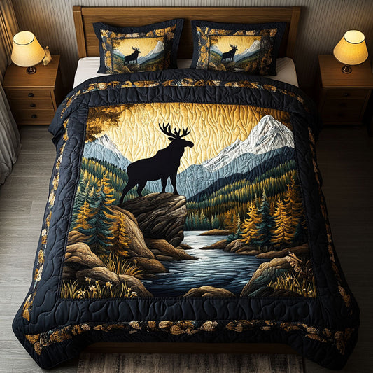 Majestic Moose 3-Piece Quilted Bedding Set NCU0NT3156