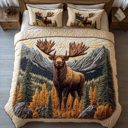 Majestic Moose 3-Piece Quilted Bedding Set NCU0NT8652