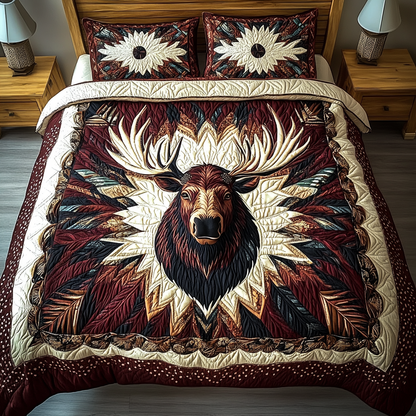 Majestic Moose 3-Piece Quilted Bedding Set NCU0VH2693
