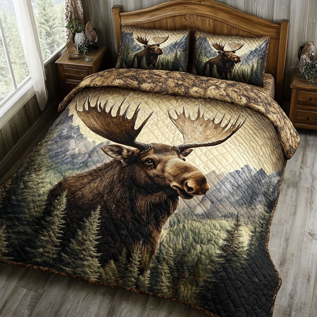 Majestic Moose Haven 3-Piece Quilted Bedding Set NCU0PT3455