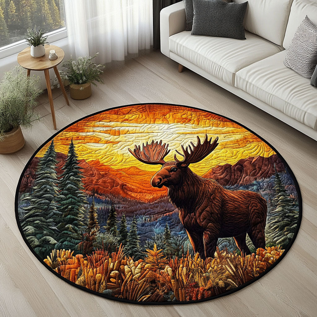 Majestic Moose Sunset Quilted Round Mat NCU0PT5507
