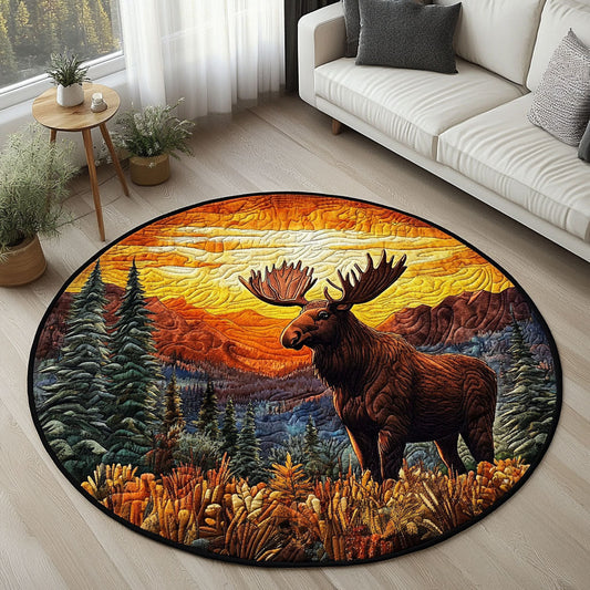 Majestic Moose Sunset Quilted Round Mat NCU0PT5507