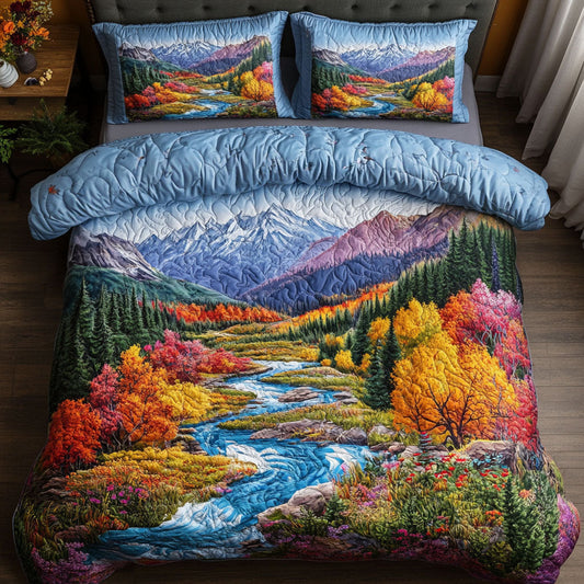 Majestic Mountain Flow 3-Piece Quilted Bedding Set NCU0NT5192