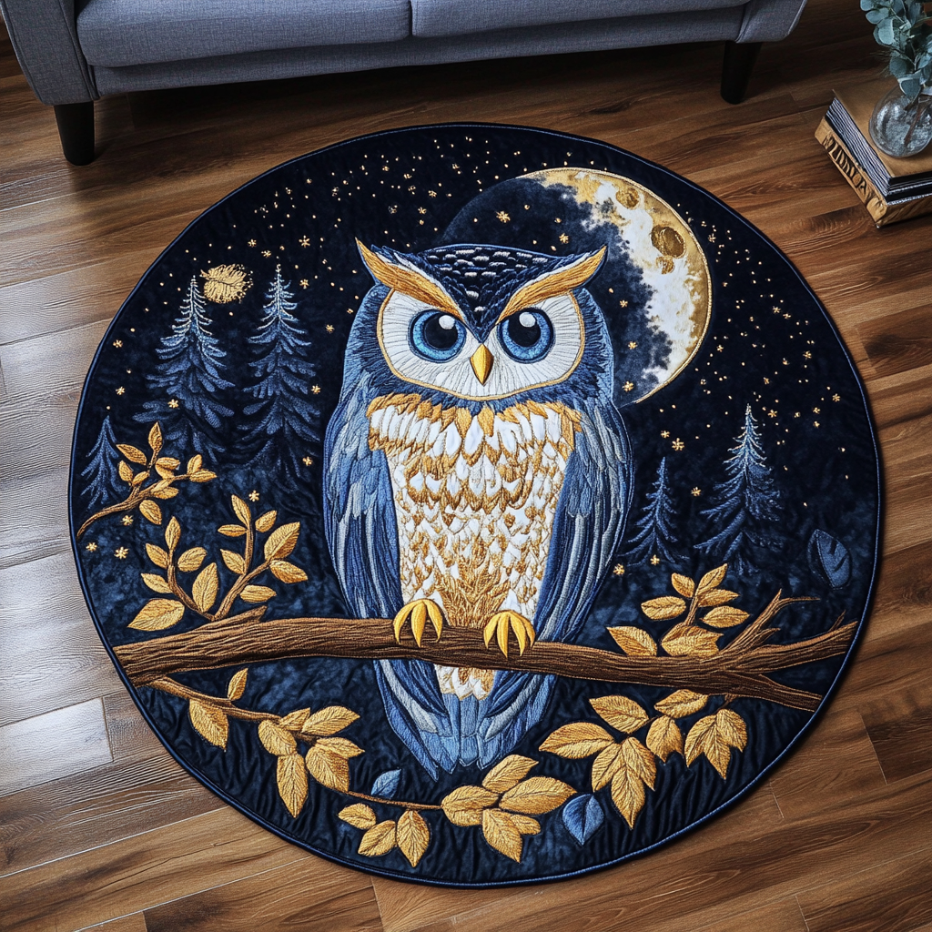Majestic Owl Quilted Round Mat NCU0DK7924