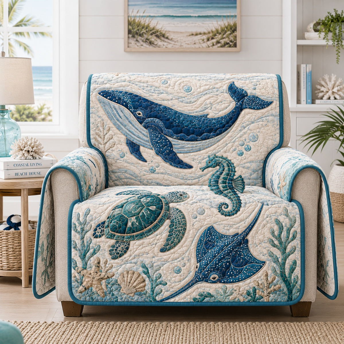 Majestic Pelagic Realm Quilted Sofa Cover NCU0VL3980