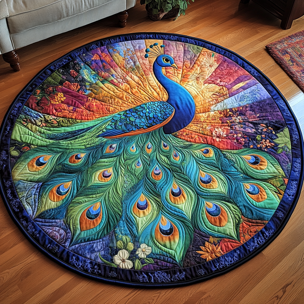 Majestic Plumes Quilted Round Mat NCU0DV3372