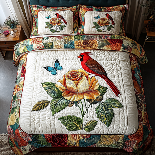 Majestic Redbird 3-Piece Quilted Bedding Set NCU0DK5474