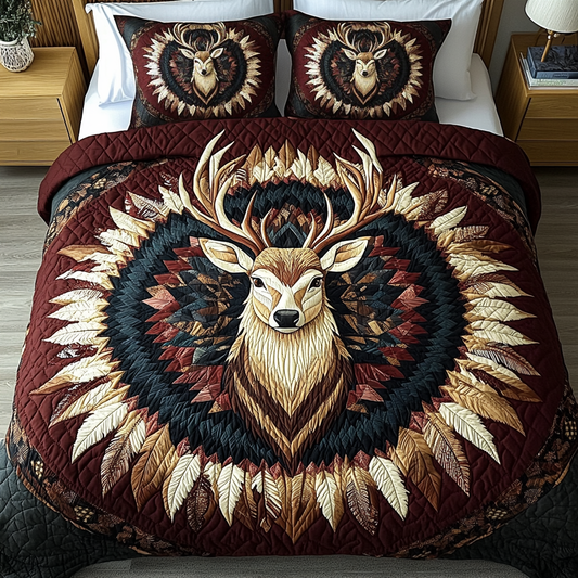 Majestic Reindeer 3-Piece Quilted Bedding Set NCU0VH2692