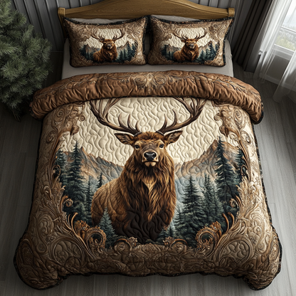 Majestic Stag 3-Piece Quilted Bedding Set NCU0DV2646