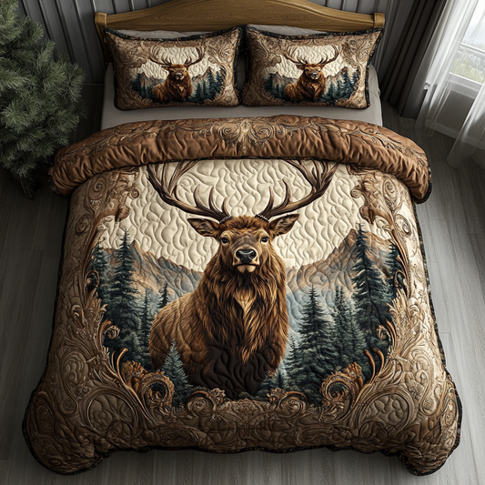 Majestic Stag 3-Piece Quilted Bedding Set NCU0DV2646