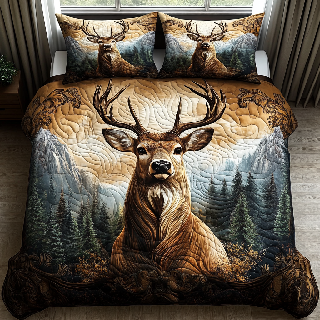 Majestic Stag 3-Piece Quilted Bedding Set NCU0DV3148