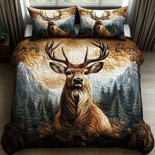Majestic Stag 3-Piece Quilted Bedding Set NCU0DV3148