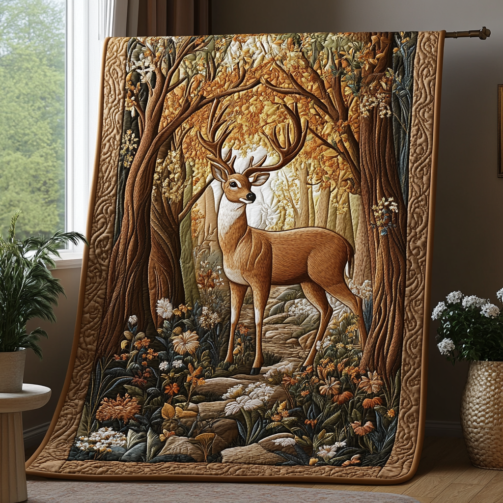 Majestic Stag Quilted Blanket NCU0DV3694 – Vantique