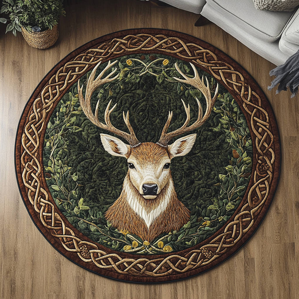 Majestic Stag Quilted Round Mat NCU0DK5566