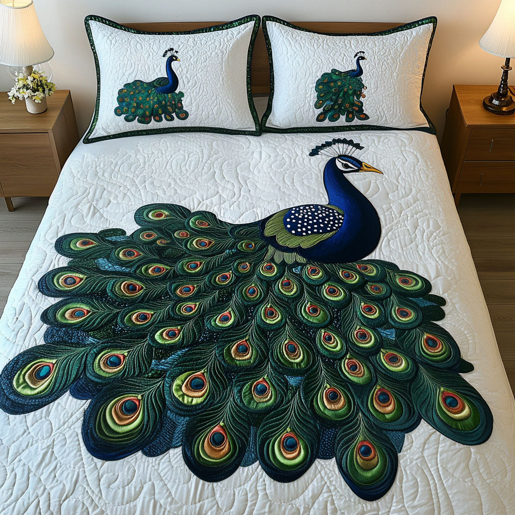 Majestic Tail Display 3-Piece Quilted Bedding Set NCU0NT4874
