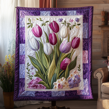Majestic Tulips Quilted Blanket NCU0VH3299