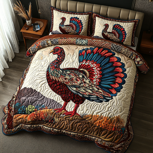Majestic Turkeys 3-Piece Quilted Bedding Set NCU0DK7858