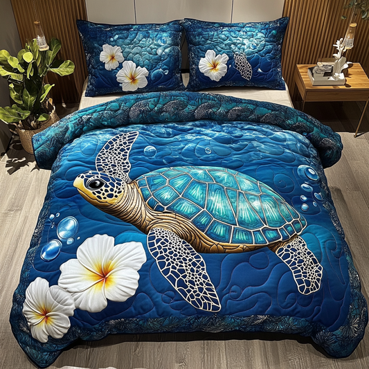 Majestic Turtle 3-Piece Quilted Bedding Set NCU0DK8437