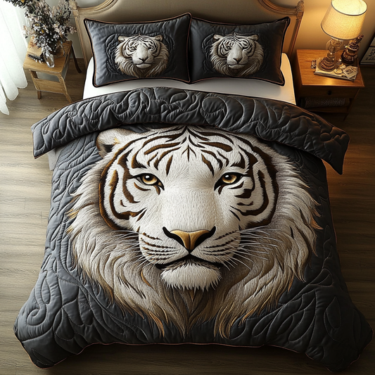 Majestic White Tiger 3-Piece Quilted Bedding Set NCU0DK3731