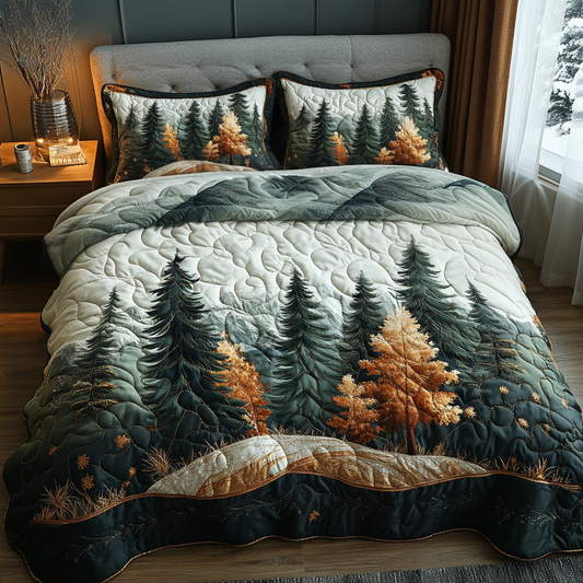 Majestic Winter Forest 3-Piece Quilted Bedding Set NCU0DV5302