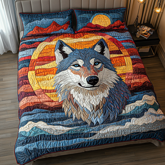 Majestic Wolf 3-Piece Quilted Bedding Set NCU0DK8016