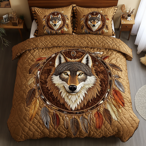 Majestic Wolf 3-Piece Quilted Bedding Set NCU0DK8075