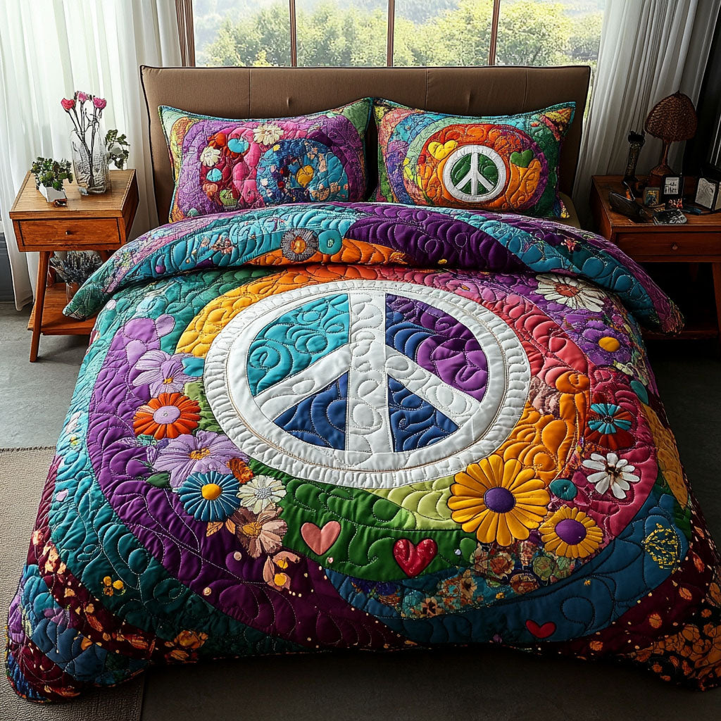 Make Love Not War 3-Piece Quilted Bedding Set NCU0PT4644