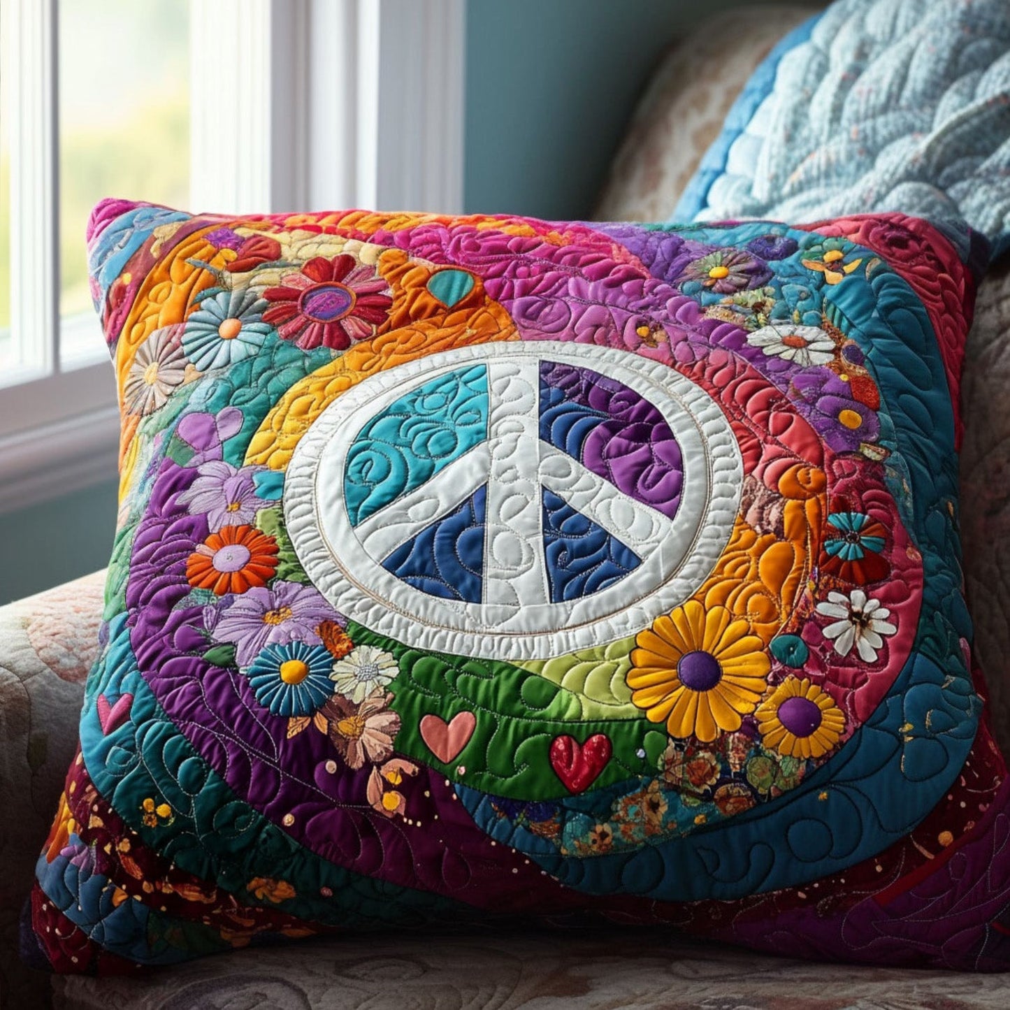 Make Love Not War Quilted Pillow Case NCU0PT5983