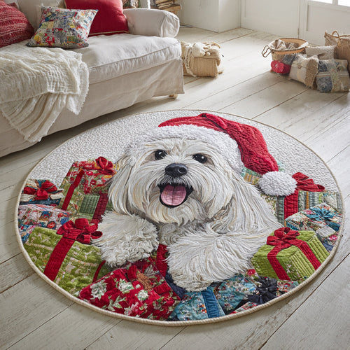 Maltese Gift Pile Quilted Round Mat NCU0HH765