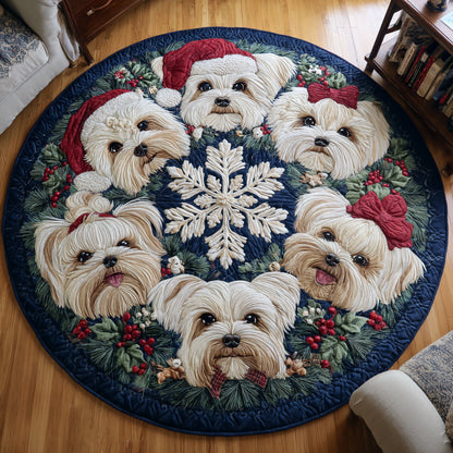 Maltese Puppy Circle Quilted Round Mat NCU0HH767