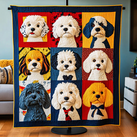 Maltipoo Patchwork Charm Quilted Blanket NCU0PT3689