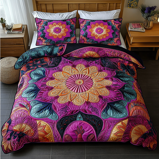 Mandala Design 3-Piece Quilted Bedding Set NCU0DK8175