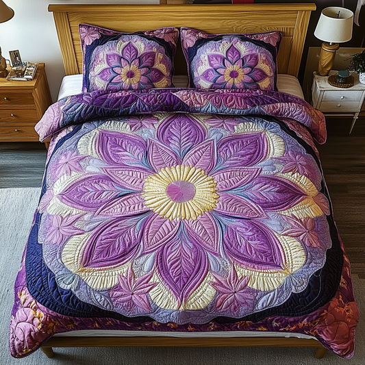 Mandala Shape 3-Piece Quilted Bedding Set NCU0DK8178