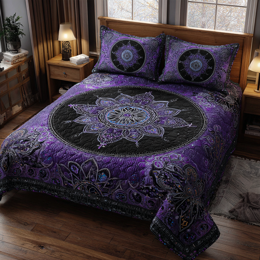 Mandala Style 3-Piece Quilted Bedding Set NCU0DK8180